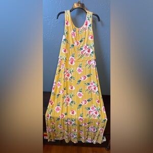 Latched Mama Maternity Nursing Yellow Floral Maxi Dress